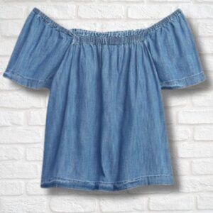 100% Organic Cotton Denim Flutter Sleeve Top with Washwell (GAP)